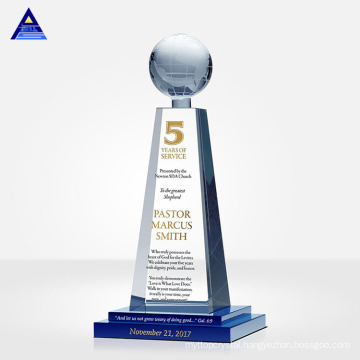 Crystal Award Golden Metal with Trophy Globe Technology